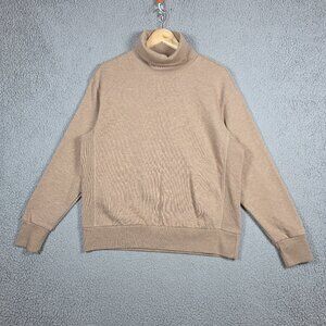 Zara Sweater Womens Size Small Brown Turtle Neck Oversized Boyfriend Terry Lined